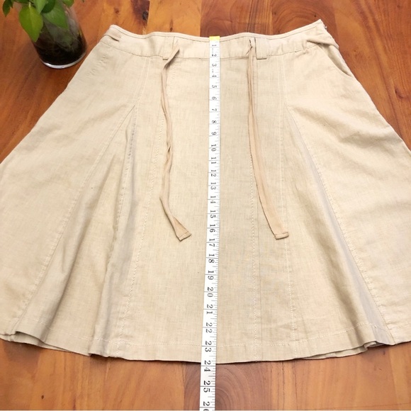 Dalia Collection Cream Beige Earthy Minimalist Boho Midi A Line Skirt. XL 12 - Picture 13 of 15